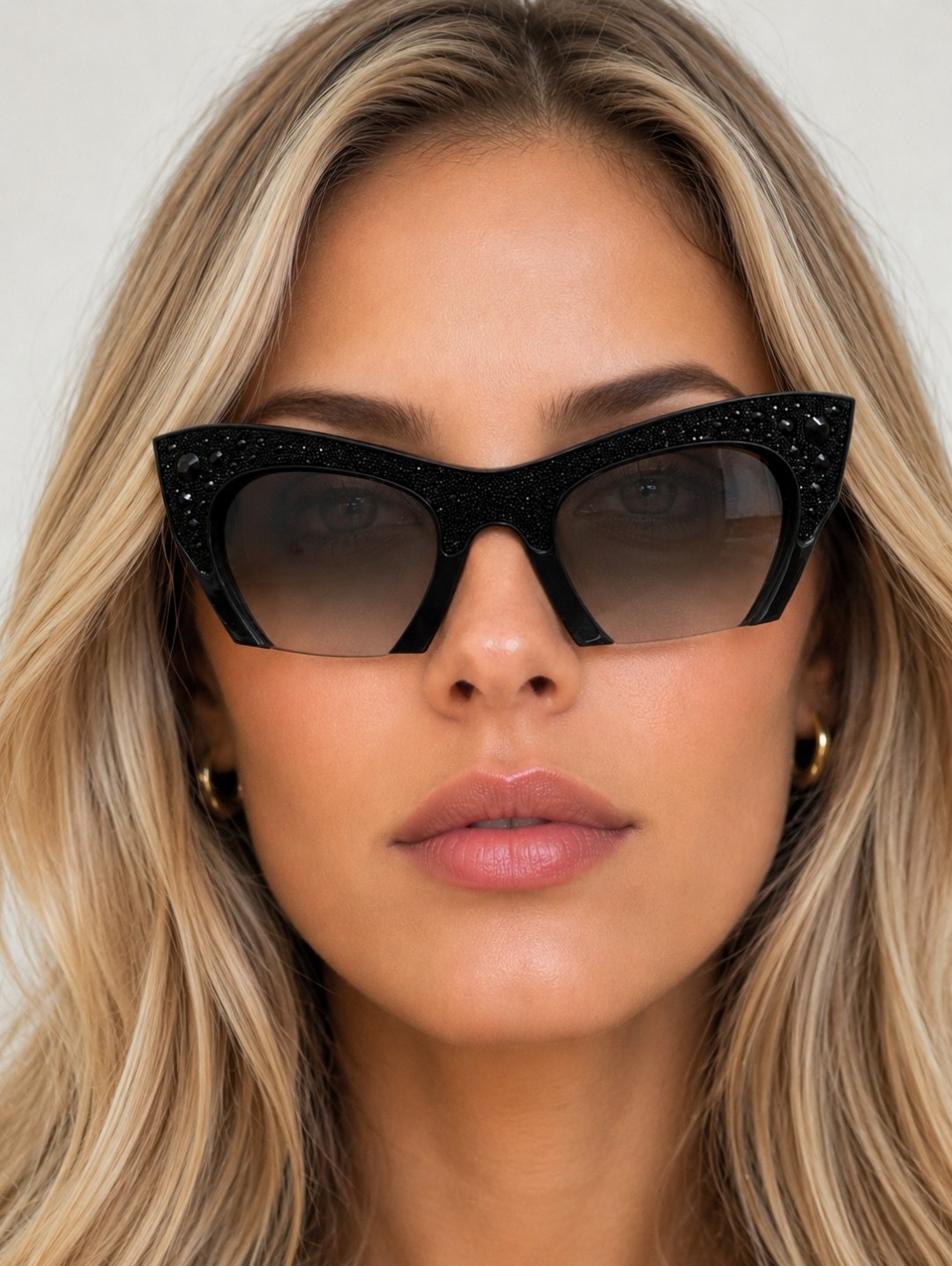 Miu Miu Black Crystal Cat-Eye Sunglasses